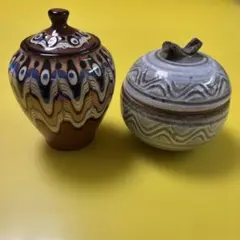 陶器製 蓋物 2点セット 陶芸 置物