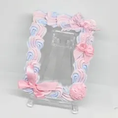 トレカケースデコホイップデコB8 y2k ガーリー水色ピンク アイス リボン