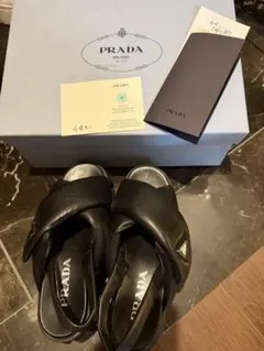PRADA ブラック スポーツサンダル モノリスパデッドナッパレザー サンダル