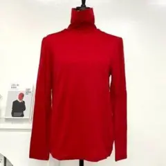 【新品】WOOL FACTORY タートルネックプルオーバー 赤 レディース