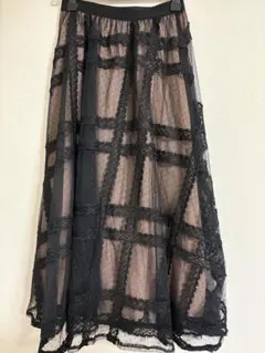 tocco closet luxe ラインレース×ドットチュールスカート 黒 M