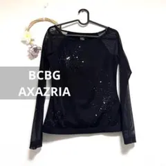 BCBGMAXAZRIA メッシュ袖 スパンコールトップス Sのサムネイル