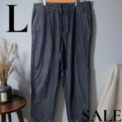 「即日発送」L GUダークブルー イージーパンツ コットン混紡ゴムウエスト