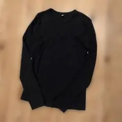 ユニクロ ソフトリブクルーネックT/長袖 09BLACK