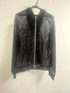 ELLNO LOSET メッシュパーカー Mサイズ ダブルジップ ブラック