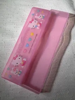激レア2001年製　新品未使用　ハローキティピンククリアケース　筆箱　平成レトロ