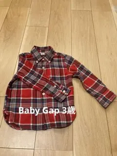 美品 baby gap 長袖カッターシャツ 3歳size 100 レッドxネイビ