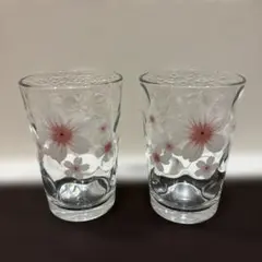 桜模様 ガラスコップ 2個セット