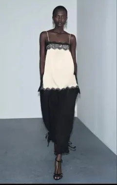 ZARA サテン　レースキャミソール　S 新品