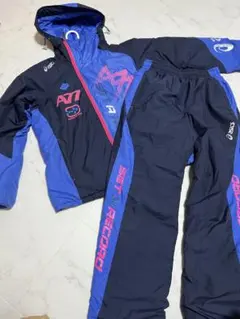 アシックス ウィンドブレーカー 上下セット 青 ブルー