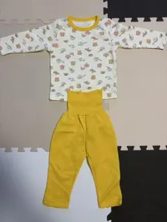 動物柄 ベビーパジャマ 腹巻き　90cm イエロー　暖かい