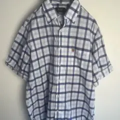 POLO 半袖チェックシャツ Lサイズ ブルー 綿100%のサムネイル