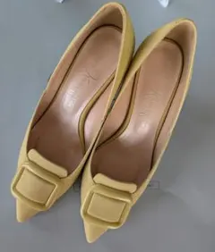 美品　銀座かねまつ　イエローパンプス