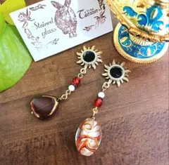 夕陽と闇夜☪︎アラビアンピアス 太陽☀︎Sun ハンドメイド No.1236