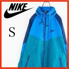 NIKE フード付きナイロンジャケット S　青　紺　緑　ウィンドブレーカー