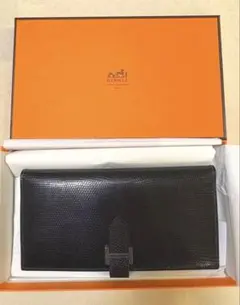 美品 HERMES エルメス ベアンスフレ クロコ P刻印 長財布 ブラック
