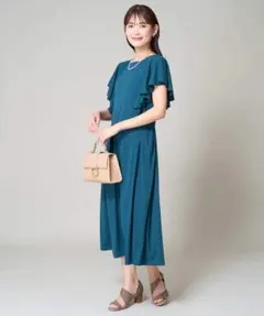 a.v.v/接触冷感/UVカットフレアスリーブワンピース ドレス ポケット付きS