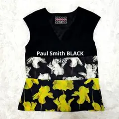 【Paul Smith BLACK】花柄 カットソー トップス 半袖 黒 L