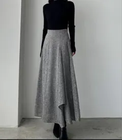 ルエレ ツイードハイウエストラッフルフレアスカート