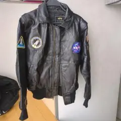 ALPHA S レザー フライトジャケット MA-1 アルファ ワッペン 本革