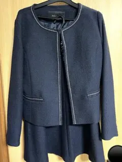 ネイビー ツイード風 スカートスーツ セット　入学式卒業式に