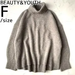 BEAUTY&YOUTH ウールカシミヤ アクア ルーズタートルネックニット