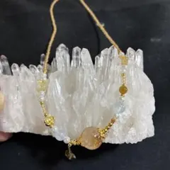 天然石 ハニーシトリン アクアマリン ネックレス