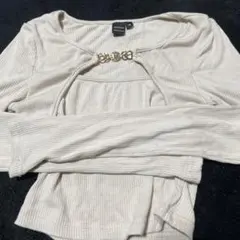 SHEIN ベージュ リブ長袖トップス XS