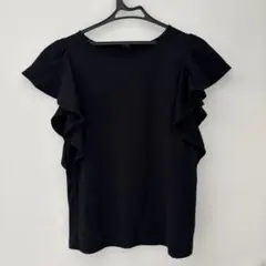 UNIQLOユニクロ フリル付黒半袖シャツ M