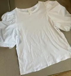 最終価格H&M パフスリーブボリュームスリーブバルーンTシャツ白 M／Pのサムネイル