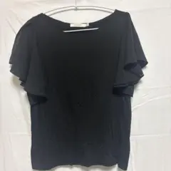 美品・マウジー・袖シフォンTシャツ・F ブラック