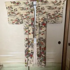 紅葉模様　小紋　着物　昭和レトロ　アンティーク　リメイク用