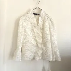 エムズグレイシー ジャケット ジップアップ刺繍 リボン カメリア ロゴ