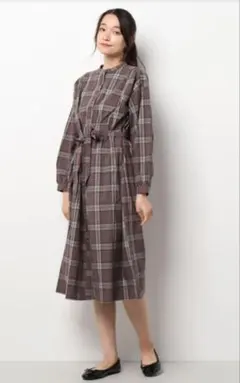 新品✩.*˚サマンサモスモススタンドネック羽織りワンピース　チェック