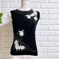 a997ストロベリーフィールズ美品ビーズニット ウール　アンゴラ　カシミヤ混