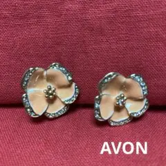 AVON エイボン フラワーモチーフ コーラルピンク イヤリング 未使用品