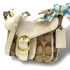 良品 コーチ ソーホー ショルダーバッグ シグネチャー ブリーカー フラップ