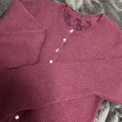 MAJESTIC LEGON バックリボンショートカーディガン ボルドー