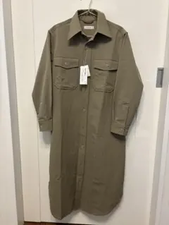タグ付き　ナナミカ　長袖 ロングシャツワンピース　カーキ　サイズ1 タグ付き ナナミカ 長袖 ロングシャツワンピース カーキ サイズ1