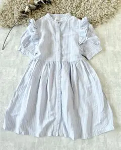 ジンジャースナップス　ストライプ　パフスリーブワンピース140~150 cm