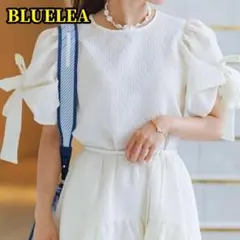 BLUELEA ブルレア リボン ジャガード ブラウス クロップド - メルカリ