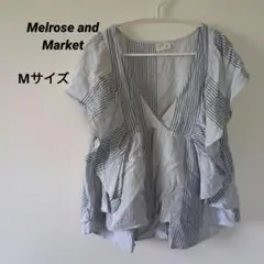 Melrose and Market ストライプフリルトップス 【M】