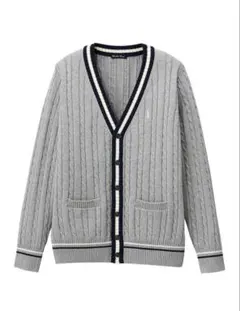 イーストボーイ EASTBOY グレー ケーブルニット Vネックカーディガン