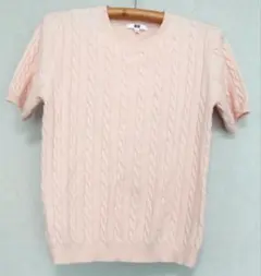 UNIQLO ケーブルニット 半袖セーター XL ピンク
