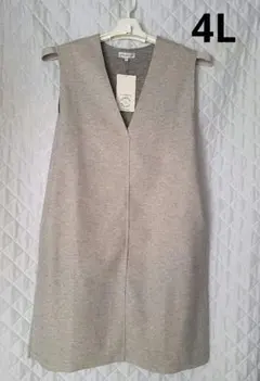 ⭐[747]グレー　 Vネック ワンピース　ジャンパースカート　大きいサイズ
