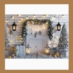 ホワイト ツリー ランタン 背景布 150×100㎝ クリスマス タペストリー
