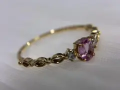 K18YG パパラチアサファイア 0.30ct ダイヤ 0.23ct リング - メルカリ