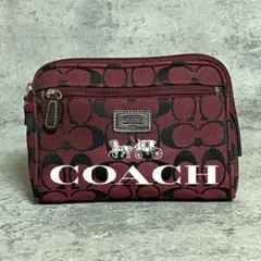 ✨美品✨ COACH コーチ シグネチャー ポーチ ボルドー コスメ 小物入れ