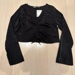 新品タグ付き H&M 長袖ブラウス ブラック 160