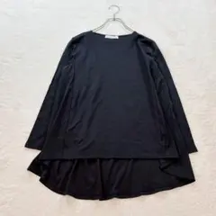 ドゥクラッセ【S】黒 長袖トップス 綿100％ ストレッチ ゆったり 春秋 薄手のサムネイル